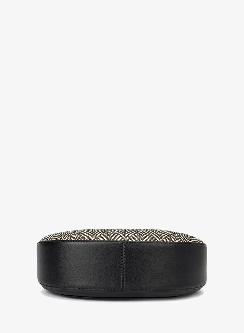 Da Milano Beige/Black Small Canvas Plain Leather Baguette - Beige & Black for Women | Best Price UAE