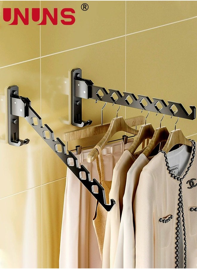 UNUNS Clothes Drying Rack,2-Pack Wall Mounted Clothes Hanger With Swing Arm,Folding Valet Hook,Foldable 180°Rotation,For Balcony Bathroom  - Image 1