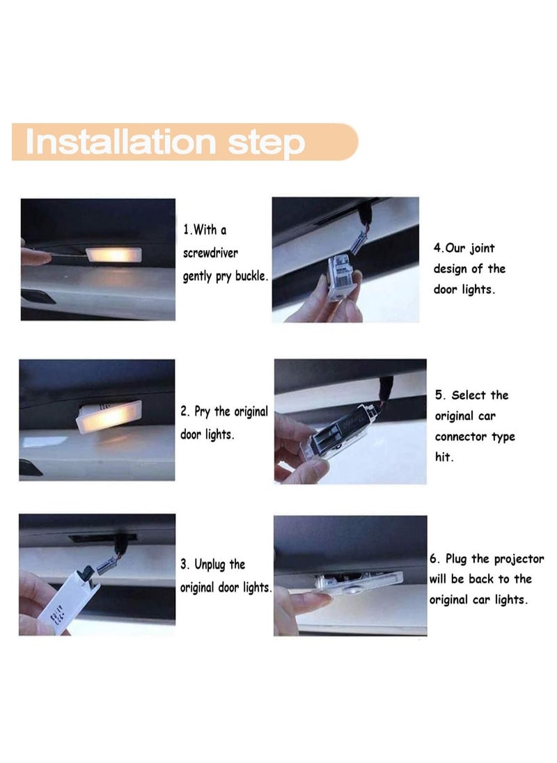 4 Pack LED Car Door Logo Projector Lights for Lexus - 3D Ghost Shadow Welcome Lamps, Custom Fit for RX, ES, GX, LS, LX, IS, GS, RC, UX Models, Easy Installation, Lexus White