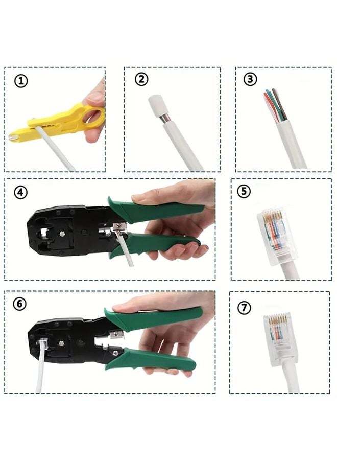 1 Set Ethernet Cable Crimping Tool Kit with Network Cable Tester for RJ45 RJ11 Connectors - Image 5