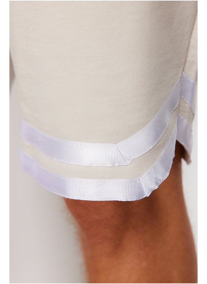 trendyol Stone Regular Cut Elastic Waisted Wide Leg Striped Shorts TMNSS24SR00030  - Image 5