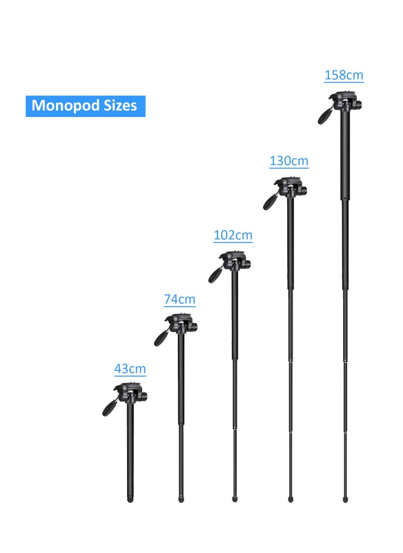Coopic - COOPIC T900 Video Camera Tripod, Aluminum Alloy Travel Portable 2 in 1 Monopod Tripod with Rotatable Center Column and Carrying Bag Maximum Height 178CM Maximum Load up to 5KG - Image 1