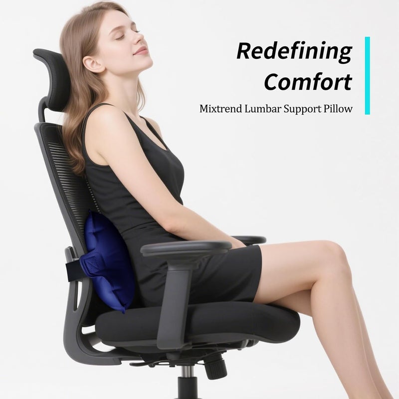 Mixtrend Travel Lumbar Pillow Inflatable Lumbar Support Pillow with Memory Foam, Back Support Pillow for Airplane Long Flight, Essential Travel Support Pillow for Women Men Kids（Navy Blue） - Image 2