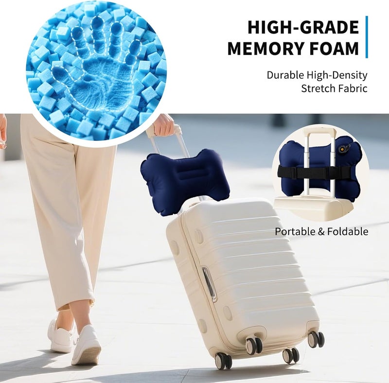 Mixtrend Travel Lumbar Pillow Inflatable Lumbar Support Pillow with Memory Foam, Back Support Pillow for Airplane Long Flight, Essential Travel Support Pillow for Women Men Kids（Navy Blue） - Image 5