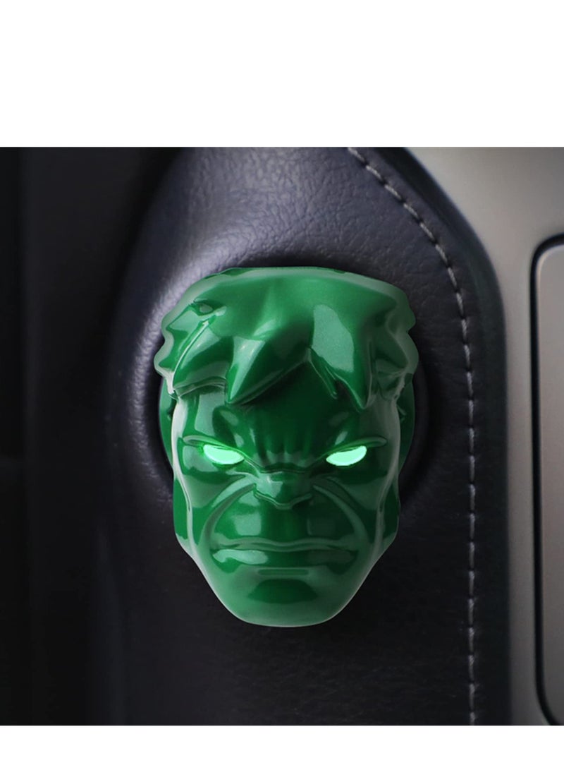 Barakah Hulk The Avenger Marvel Push to Start Button Cover Car One-Button Start Button Protective Cover Interior Modification Ignition Device Switch Metal Decorative Stickers (Green) - Image 1