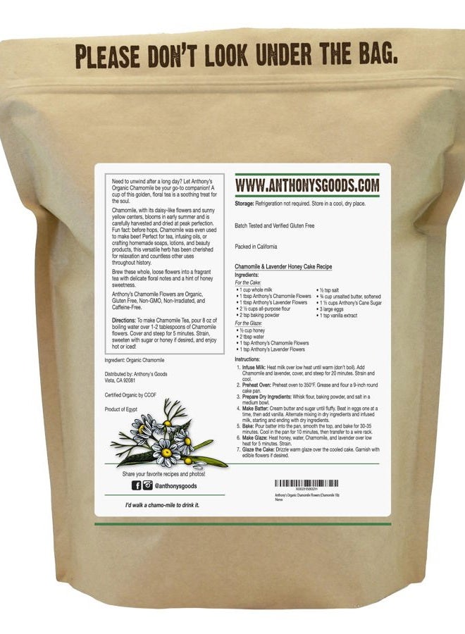 Anthony's Organic Chamomile Flowers, 1 lb, Whole, Loose Leaf, Gluten Free, Non GMO, Non Irradiated - Image 2