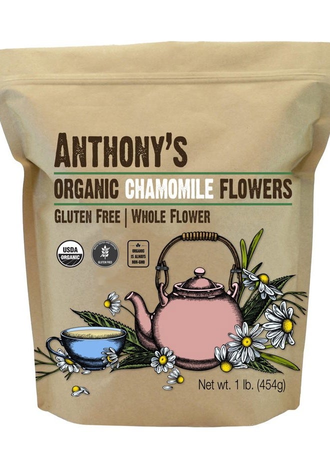 Anthony's Organic Chamomile Flowers, 1 lb, Whole, Loose Leaf, Gluten Free, Non GMO, Non Irradiated - Image 1