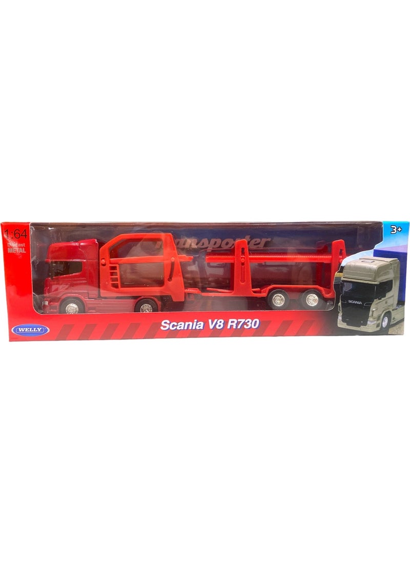 Toysturka Welly Scania V8 R730 1:64 Scale Metal Head Two-Storey Vehicle Carrier Truck  - Image 2