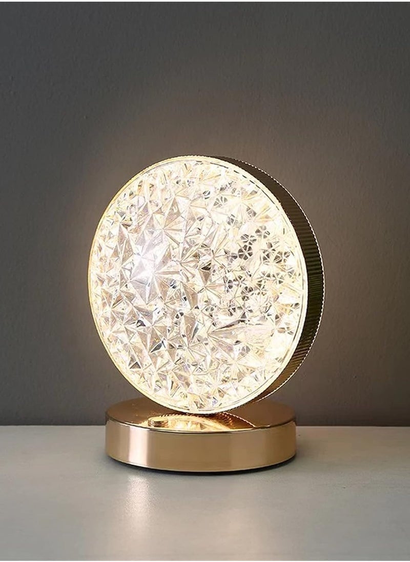 نصف القمر  - مصباح طاولة كريستال LED على شكل قمر ، مصباح ليلي LED بمستشعر لمس و3 اوضاع الوان قابلة للتعديل مع كيبل USB، اضاءة داخلية للمنزل والمكتب وغرفة النوم والمعيشة - Image 1