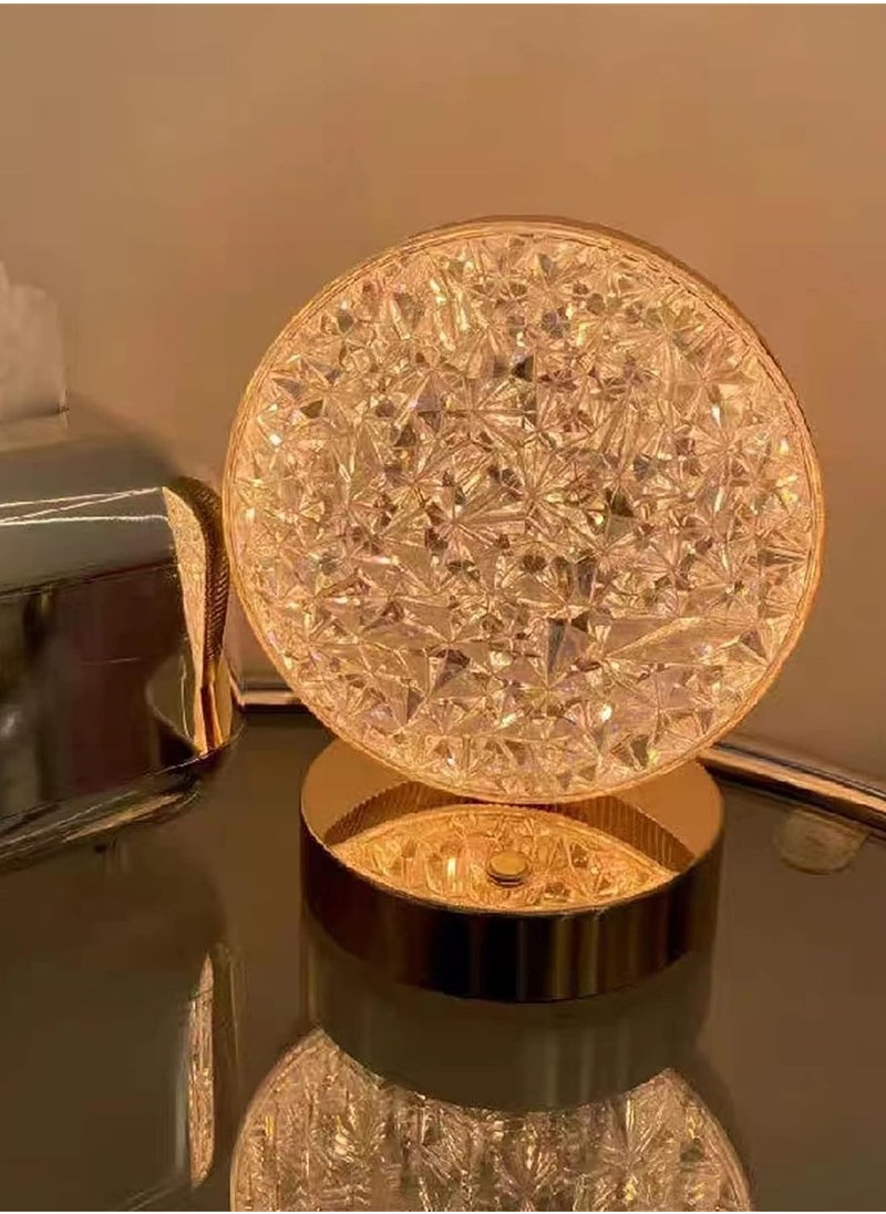 نصف القمر  - مصباح طاولة كريستال LED على شكل قمر ، مصباح ليلي LED بمستشعر لمس و3 اوضاع الوان قابلة للتعديل مع كيبل USB، اضاءة داخلية للمنزل والمكتب وغرفة النوم والمعيشة - Image 1