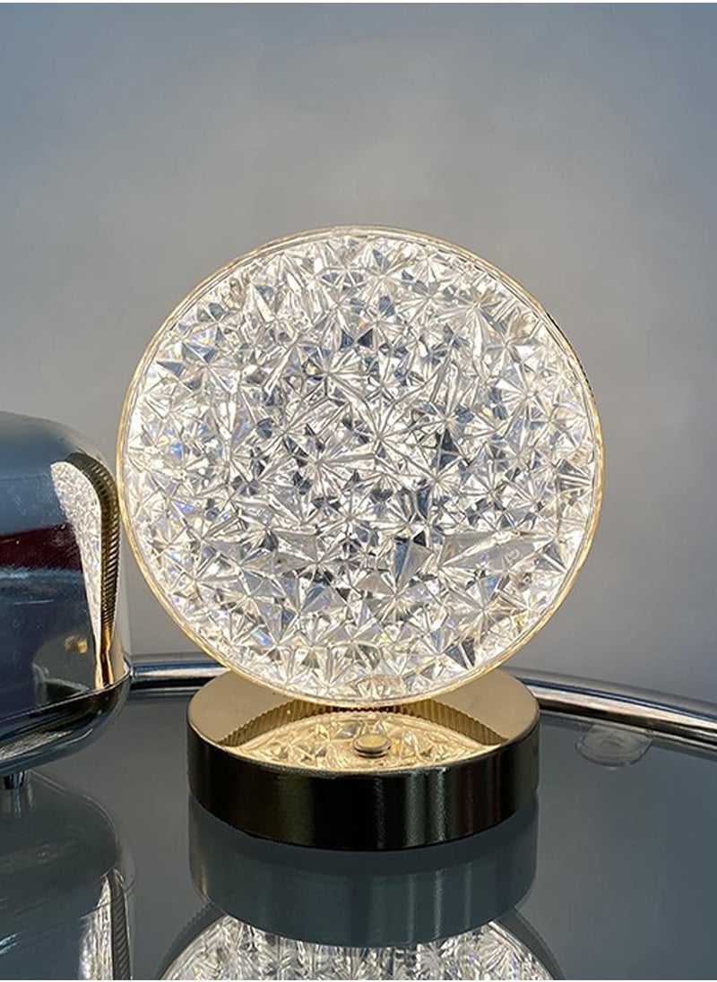 نصف القمر  - مصباح طاولة كريستال LED على شكل قمر ، مصباح ليلي LED بمستشعر لمس و3 اوضاع الوان قابلة للتعديل مع كيبل USB، اضاءة داخلية للمنزل والمكتب وغرفة النوم والمعيشة - Image 1
