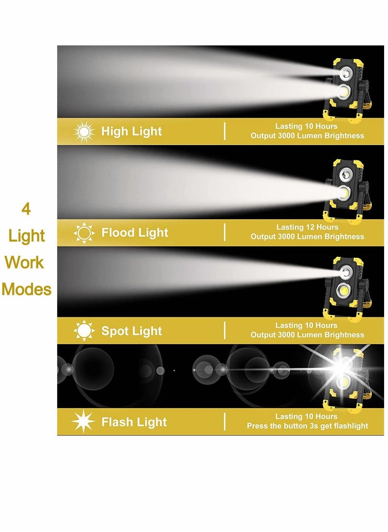 Y&D Work Light Rechargeable LED Portable Flood Lights 4 Modes COB Waterproof 10W 1000LM for Outdoor Camping Hiking Emergency Car Repairing and Job Site Lighting  - Image 3