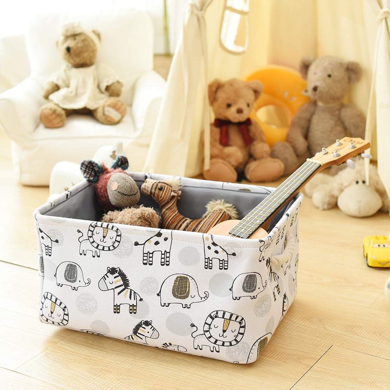 INough Toy Baskets Toys Organizer Kids Storage Basket, Baby Room Decor Giraffe Laundry Baskets with Drawstring Mothers Day Gifts Basket for Kid's Room (Giraffe, Large) - Image 2