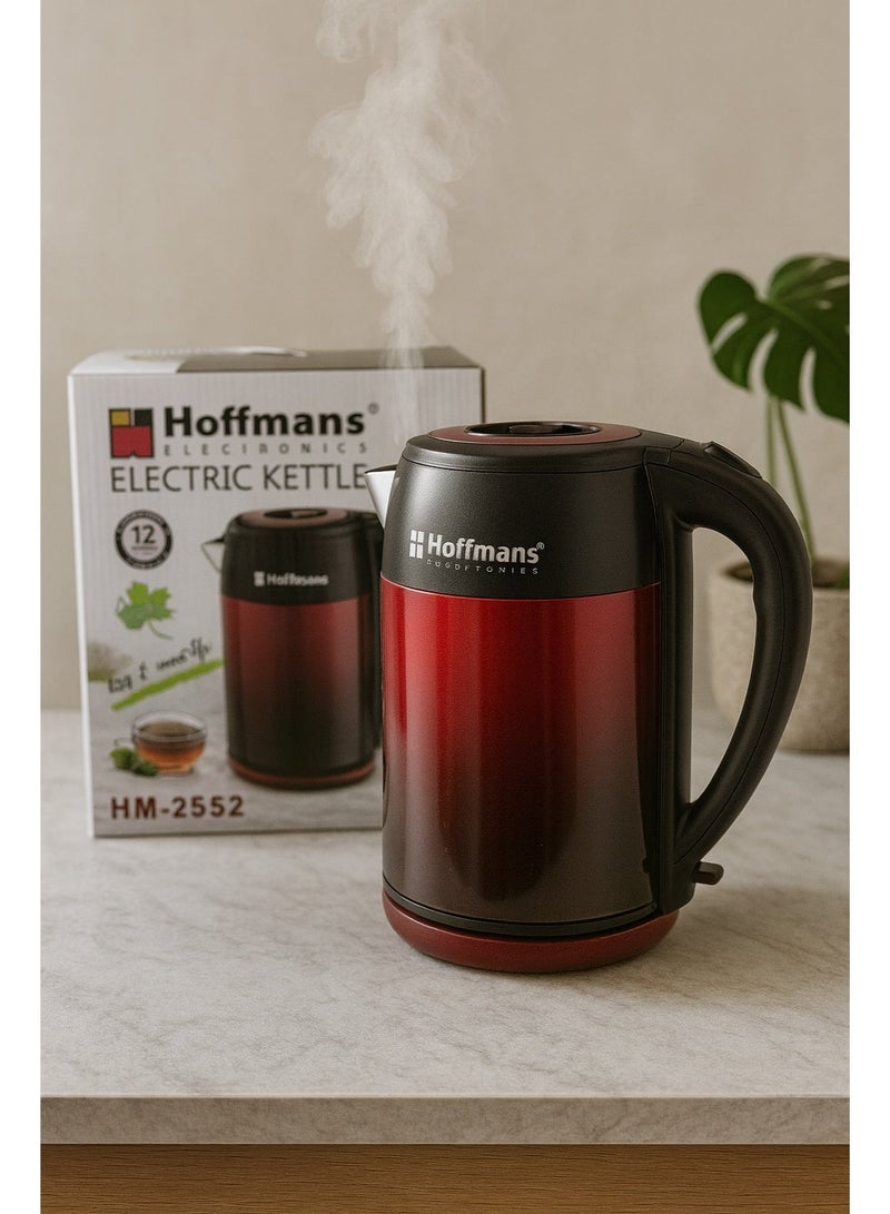 Hoffmans Electronics Electric Kettle 4L – BPA-Free Interior, 360° Swivel Base, High-Quality Plastic – Model HM-2552 Red/Black - Image 3