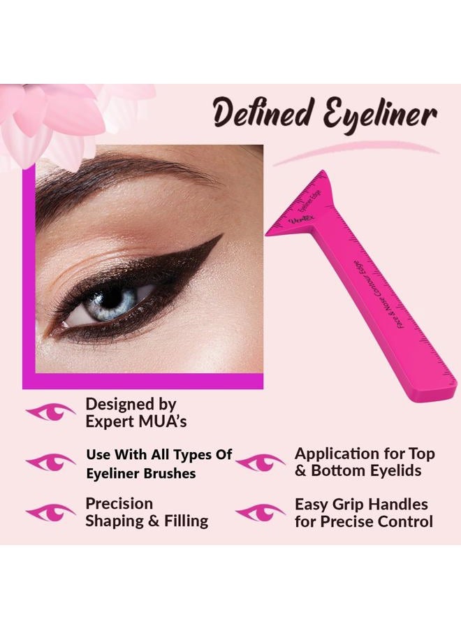 VERTEX Eyeliner Stencils Pencil Liquid Waterproof Tool For Liner Makeup Brush Pen Stamp Thin Sharpener Cat Eyes Small Angled Wing Tip | Real Beginners Techniques Eye Shadow Lines Gel Eyebrow Pomade Black - Image 4