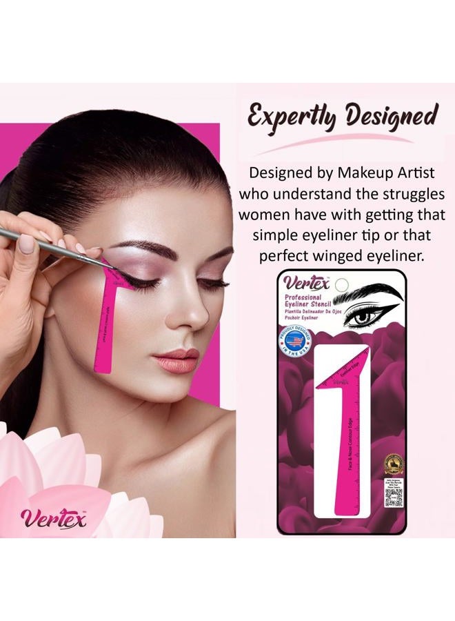 VERTEX Eyeliner Stencils Pencil Liquid Waterproof Tool For Liner Makeup Brush Pen Stamp Thin Sharpener Cat Eyes Small Angled Wing Tip | Real Beginners Techniques Eye Shadow Lines Gel Eyebrow Pomade Black - Image 5