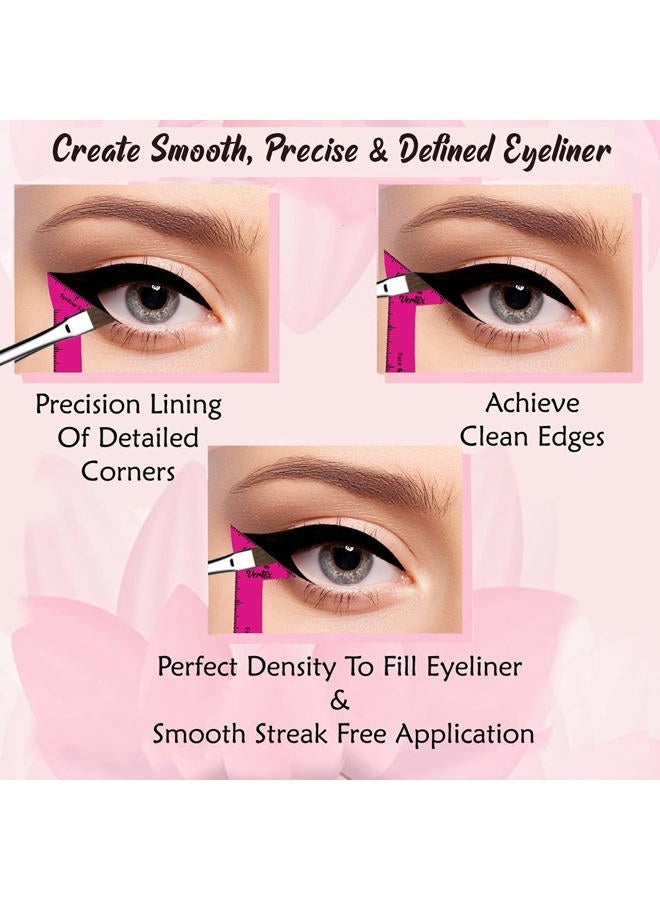 VERTEX Eyeliner Stencils Pencil Liquid Waterproof Tool For Liner Makeup Brush Pen Stamp Thin Sharpener Cat Eyes Small Angled Wing Tip | Real Beginners Techniques Eye Shadow Lines Gel Eyebrow Pomade Black - Image 2