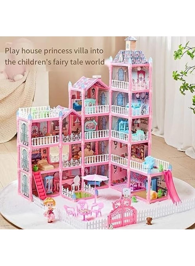 Doll House,Dream House for Girls Pretend Toys-five Story sixteen Rooms Dollhouse,Toddler Playhouse DIY Building Kids Gift for for Girls aged three to ten(B) - Image 5