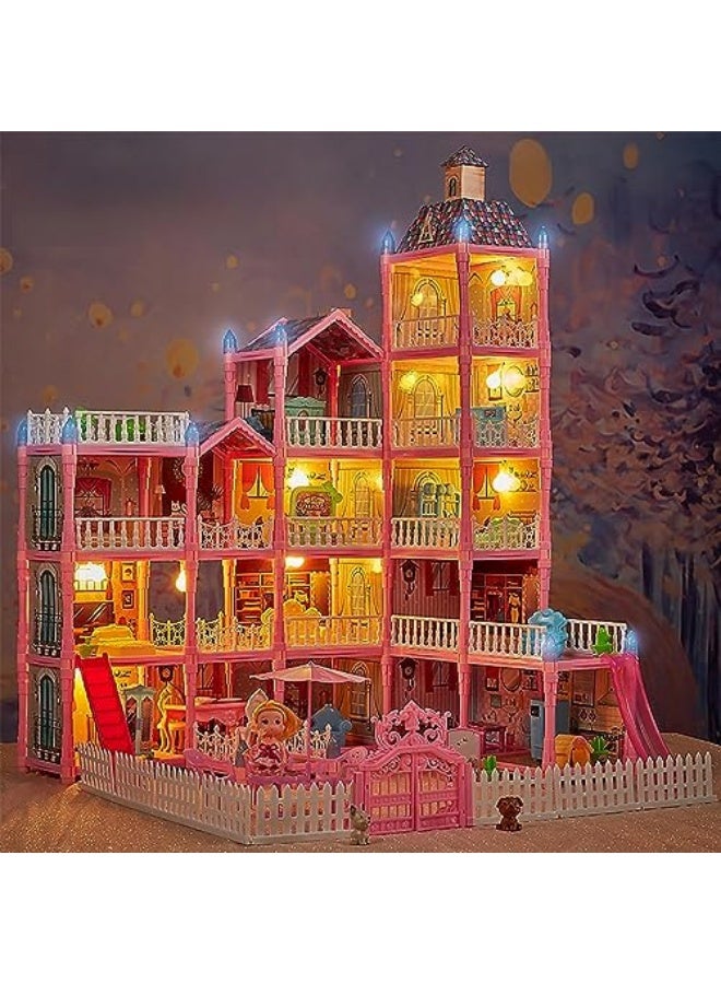 Doll House,Dream House for Girls Pretend Toys-five Story sixteen Rooms Dollhouse,Toddler Playhouse DIY Building Kids Gift for for Girls aged three to ten(B) - Image 4