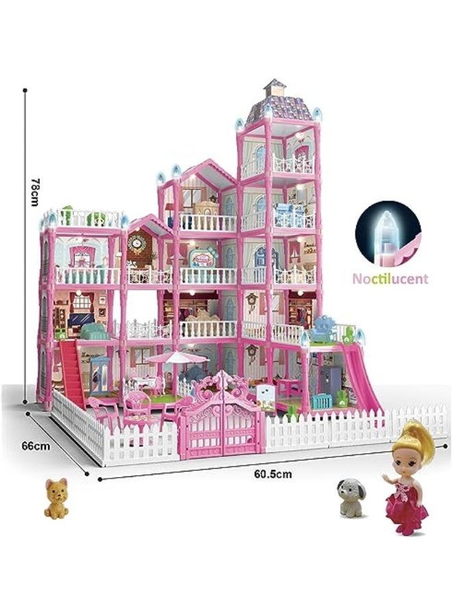 Doll House,Dream House for Girls Pretend Toys-five Story sixteen Rooms Dollhouse,Toddler Playhouse DIY Building Kids Gift for for Girls aged three to ten(B) - Image 3