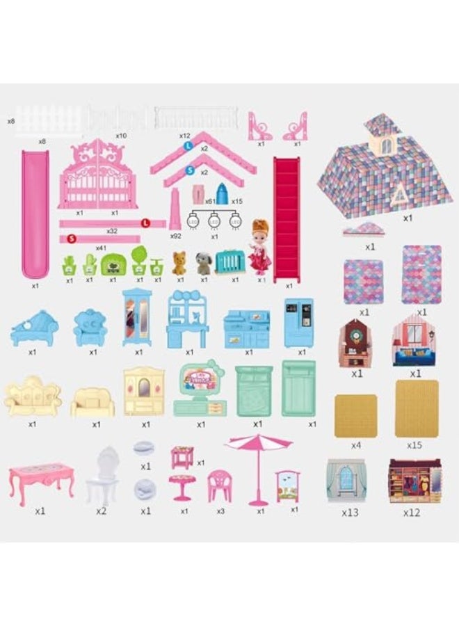 Doll House,Dream House for Girls Pretend Toys-five Story sixteen Rooms Dollhouse,Toddler Playhouse DIY Building Kids Gift for for Girls aged three to ten(B) - Image 2