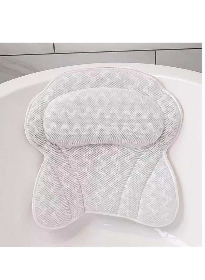 Bath Pillow Relaxing Bath Pillows for Back Support Relaxing Headrest Bath Pillow Portable Washable Bathtub Accessories with 4D Air Mesh Thick Soft Bath Pillow White  - Image 2