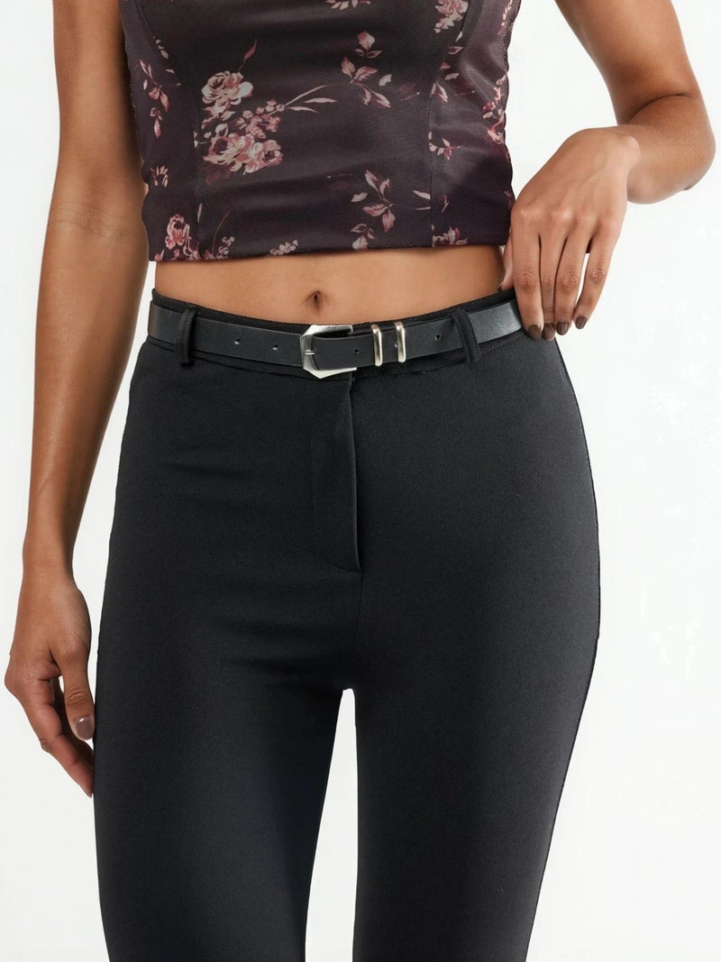 Qustyle QU STYLE Belted High Waist Flare Leg Pants - Image 5