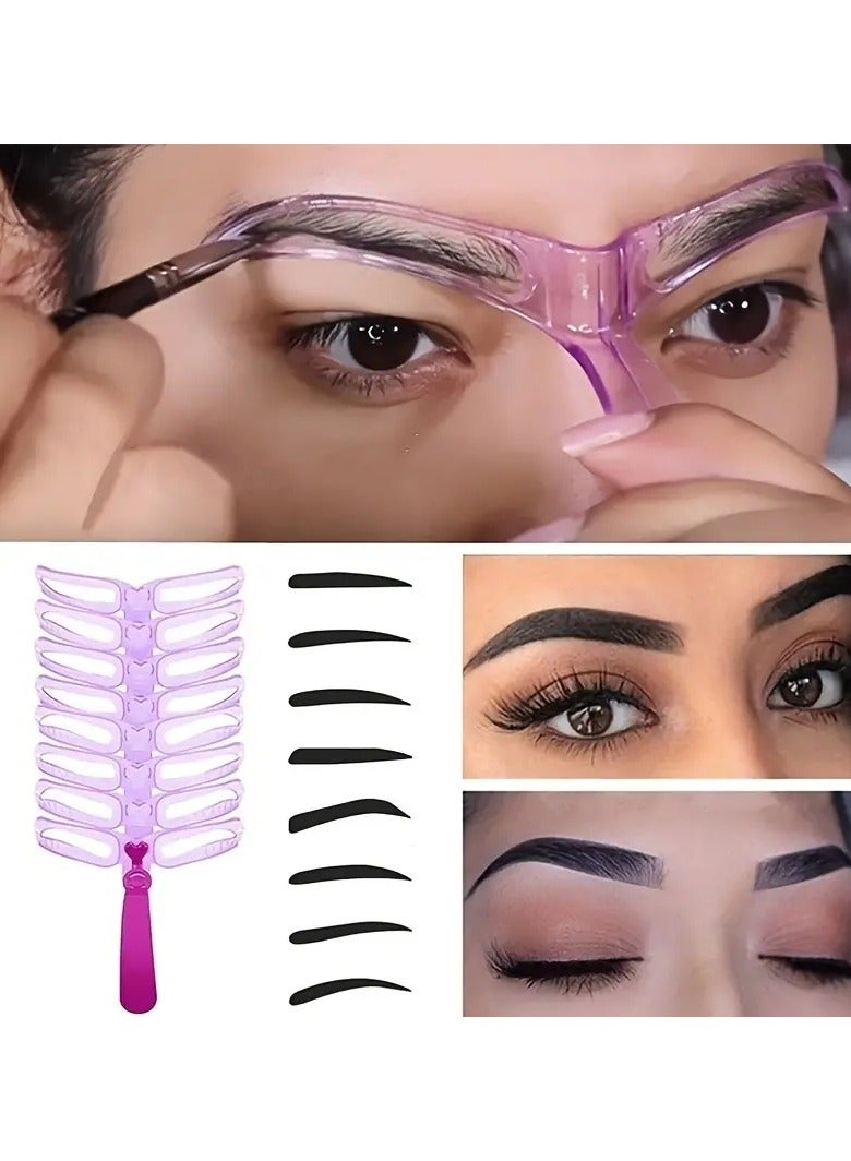 ORiTi 8 PCS Eyebrow Stencils Eyebrow Kit Eyebrow Template 8 styles Reusable Eyebrow Stencil With Handle - Image 5