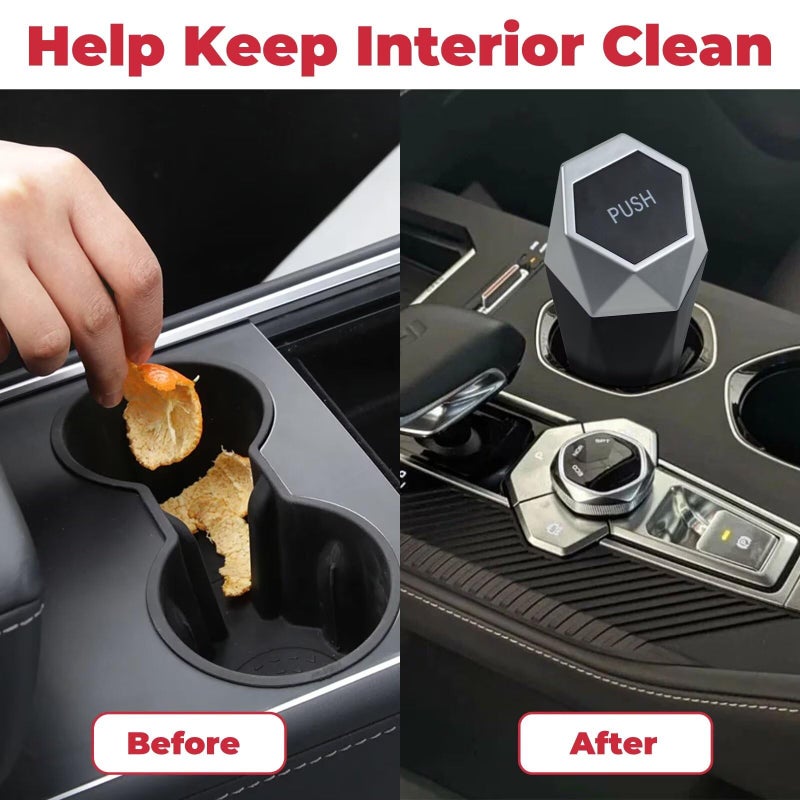 BFXM Car Trash Can with Lid, Garbage Bin for Women, Cute Interior Accessories for Seat Cup Holder, Organization Car Must Haves Essentials Mini Trash Can with Garbage Bag - Image 3