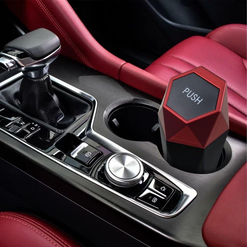 BFXM Car Trash Can with Lid, Garbage Bin for Women, Cute Interior Accessories for Seat Cup Holder, Organization Car Must Haves Essentials Mini Trash Can with Garbage Bag - Image 2