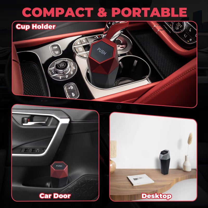 BFXM Car Trash Can with Lid, Garbage Bin for Women, Cute Interior Accessories for Seat Cup Holder, Organization Car Must Haves Essentials Mini Trash Can with Garbage Bag - Image 5