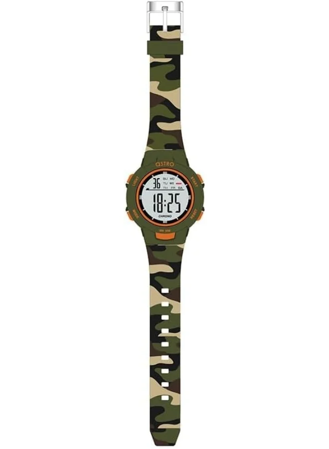 أسترو Astro Kids Watch, Digital Display and Polyurethane Strap - A23915-PPHH, Green Camo