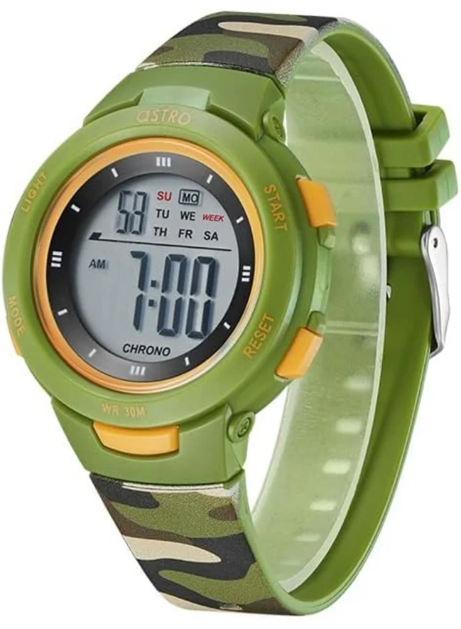 أسترو Astro Kids Watch, Digital Display and Polyurethane Strap - A23915-PPHH, Green Camo