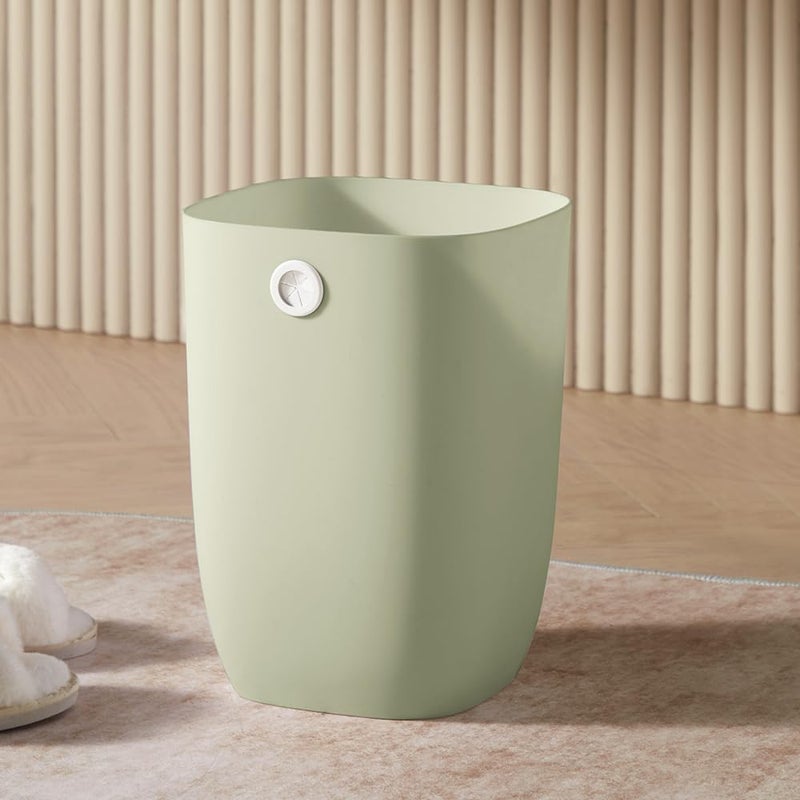 mingol Bathroom Trash Can, Plastic Rectangular Garbage Can with Trash Liner Holder for Bedroom, Living Room, Small Indoor Waste Basket, 7L, Green - Image 3