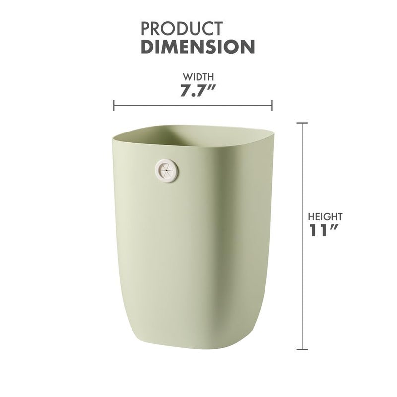 mingol Bathroom Trash Can, Plastic Rectangular Garbage Can with Trash Liner Holder for Bedroom, Living Room, Small Indoor Waste Basket, 7L, Green - Image 2