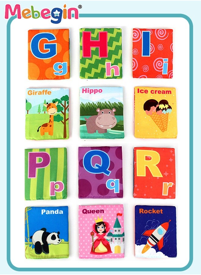 MEBEGIN 28 Pcs Baby Soft Cloth Book Set Early Education Learning Toys Gifts for Infants with Storage Bags Touch Feel Activity with Rustling Sound Baby Activity Crinkle Books  - Image 5