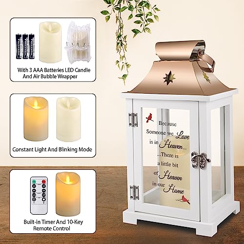 liantudy Memorial Lantern, Sympathy Gifts for Loss of Mom/Dad/Loved One, Bereavement Gifts, in Memory of Loved One Lantern,Celebration of Life, Memorial Gifts, Funeral Lantern,Because we Love is in Heaven - Image 3