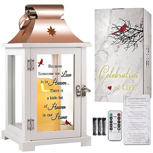 liantudy Memorial Lantern, Sympathy Gifts for Loss of Mom/Dad/Loved One, Bereavement Gifts, in Memory of Loved One Lantern,Celebration of Life, Memorial Gifts, Funeral Lantern,Because we Love is in Heaven - Image 1