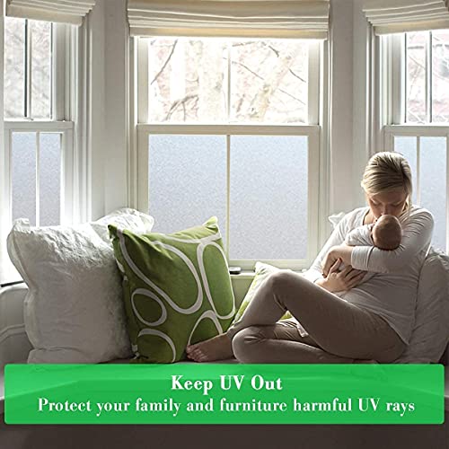 SIA VENDORS? White Privacy Window Films, Opaque Frosted Glass Tint Static Cling Treatment Protects Home Security Without Blocking Daylight - Heat Control, UV Prevention ((12" by 96" INCHES)) - Image 4