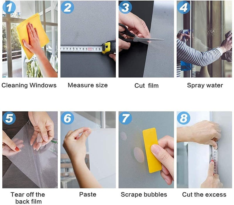 SIA VENDORS? White Privacy Window Films, Opaque Frosted Glass Tint Static Cling Treatment Protects Home Security Without Blocking Daylight - Heat Control, UV Prevention ((12" by 96" INCHES)) - Image 5