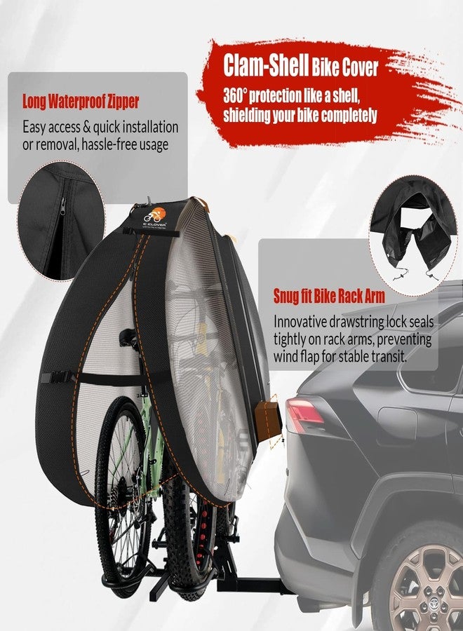 IC ICLOVER Bike Cover for Transport on Rack, Bicycle Covers for 2 Bikes on Rear Bike Rack with Safety Visible Tail Lights Window, 600D Waterproof Outdoor Storage Bike Cover on Hitch Travel for RV SUV - Image 3