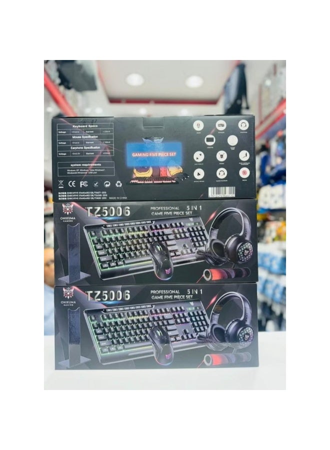 ONIKUMA TZ5006 5 in 1 Combo Gaming Set - Mouse/Keyboard/Headset/Headset stand/ Mousepad - Image 4