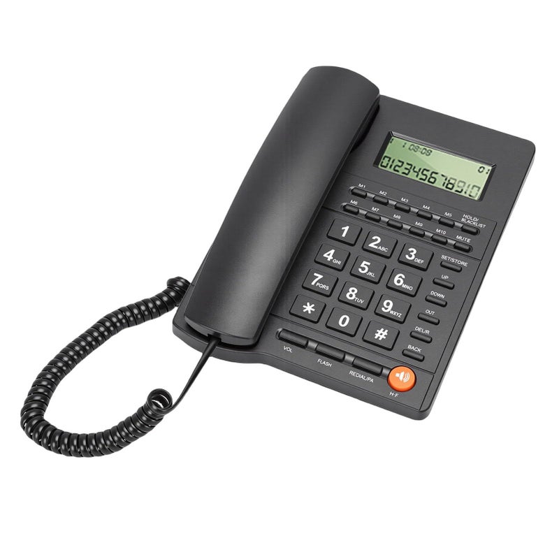 Generic Corded Landline Phone With Large Caller ID For Home And Hotel Use No Power Needed Black - Image 4