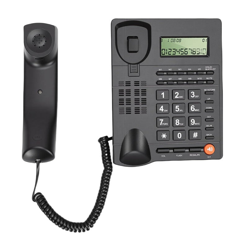 Generic Corded Landline Phone With Large Caller ID For Home And Hotel Use No Power Needed Black - Image 3