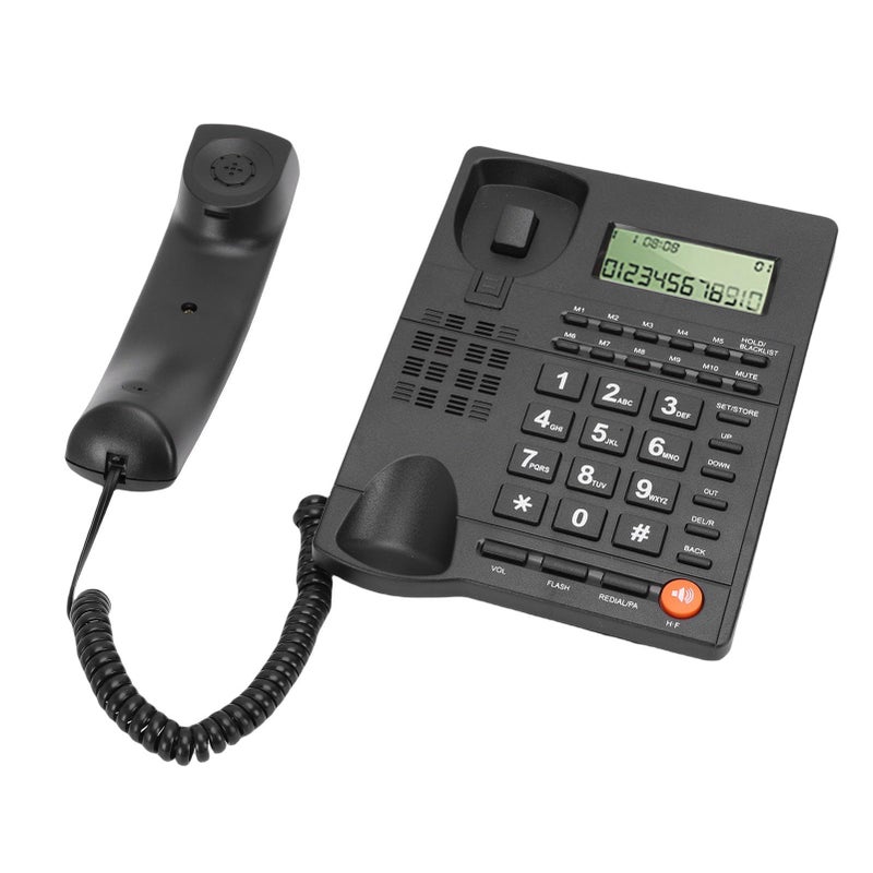 Generic Corded Landline Phone With Large Caller ID For Home And Hotel Use No Power Needed Black - Image 2