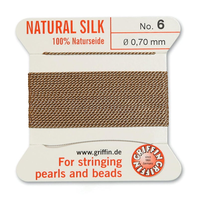 Griffin Silk Beading Cord Needle Sz 6 Beige