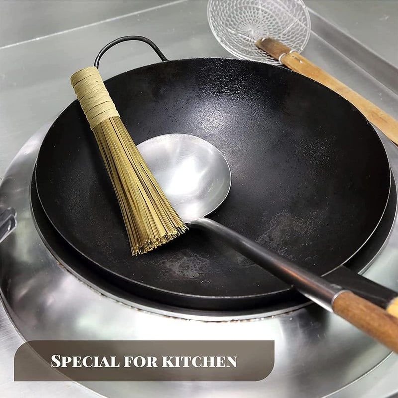 Aputue Kitchen Cleaning Brush, 4Pcs Bamboo Scrub Brushes with Wooden Handle, Efficient Dishwashing Brush for Nonstick Cookware, Pots Pans Grill Utensils Cleaning, Natural Cleaning Brush for Kitchen - Image 3