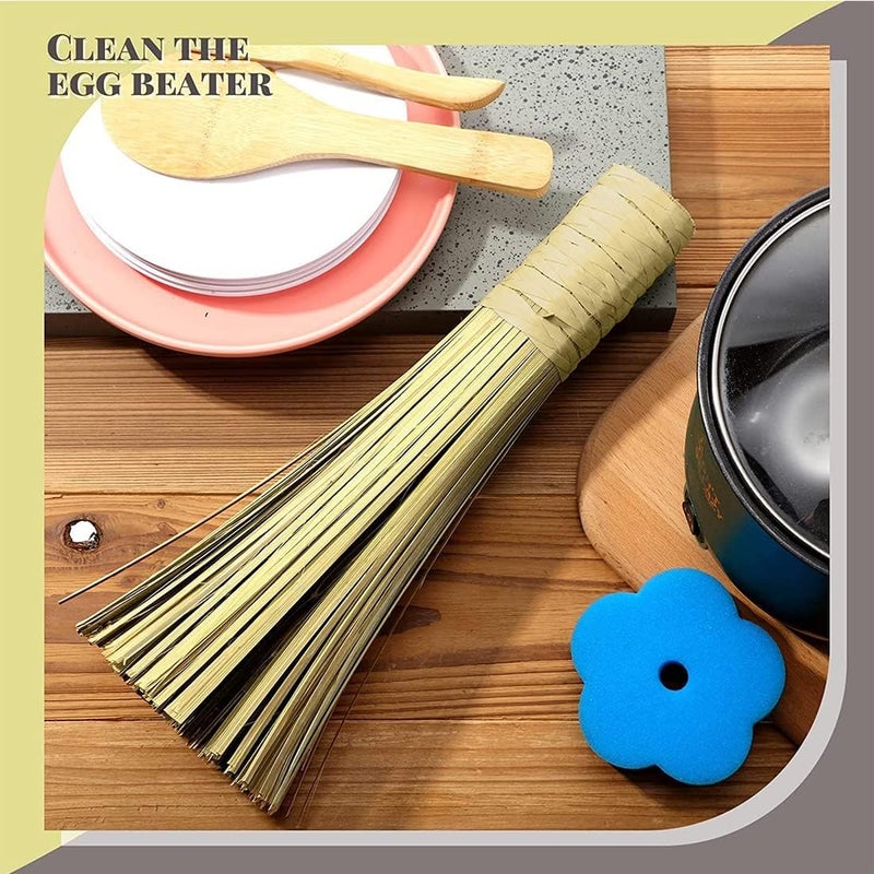 Aputue Kitchen Cleaning Brush, 4Pcs Bamboo Scrub Brushes with Wooden Handle, Efficient Dishwashing Brush for Nonstick Cookware, Pots Pans Grill Utensils Cleaning, Natural Cleaning Brush for Kitchen - Image 4