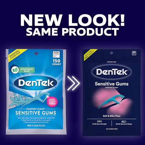 DenTek Comfort Clean Sensitive Gums Floss Picks, Soft & Silky Ribbon, 150 Count, 3 Pack - Image 2