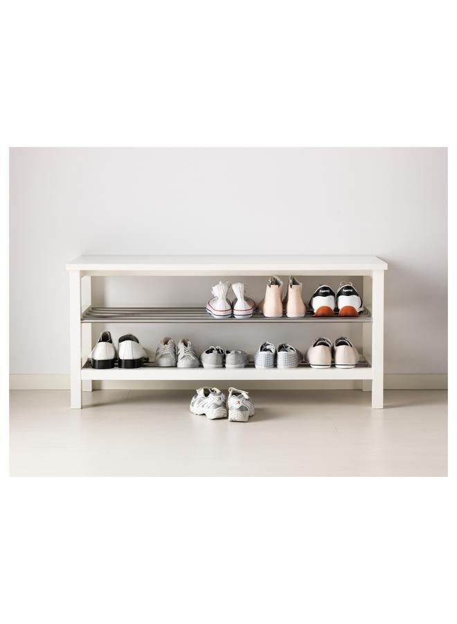 زبون مقعد مع تخزين للأحذية، أبيض، 108x34x50 سم - Image 3